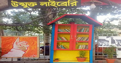 An unauthorized open-air ‘library’ on Dhaka University campus raises eyebrows