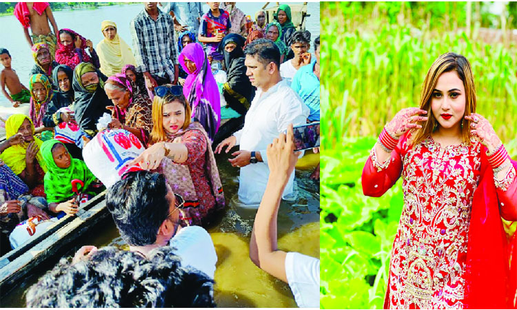 Actress Marjan Jenifa distributes relief in Sylhet