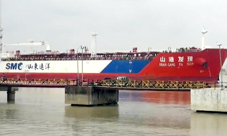 Ship carrying diesel from Malaysia docks at Ctg port